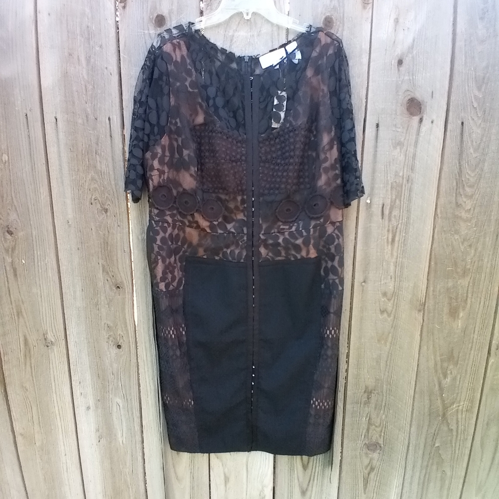 Anthropologie Byron Lars Parissima Dress Womens 20W Black Sheath Lace Bodycon - Picture 2 of 16